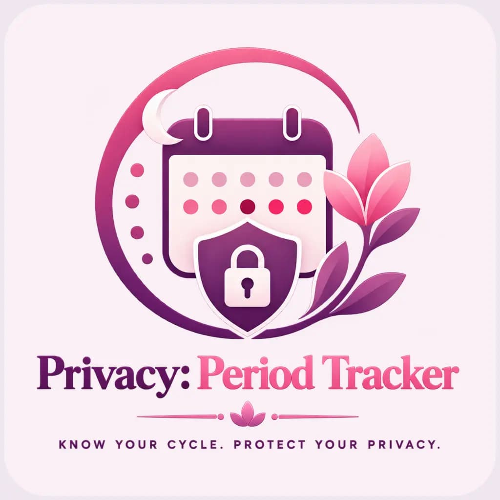 Privacy: Period Tracker logo, a calendar and shield mark above the wordmark