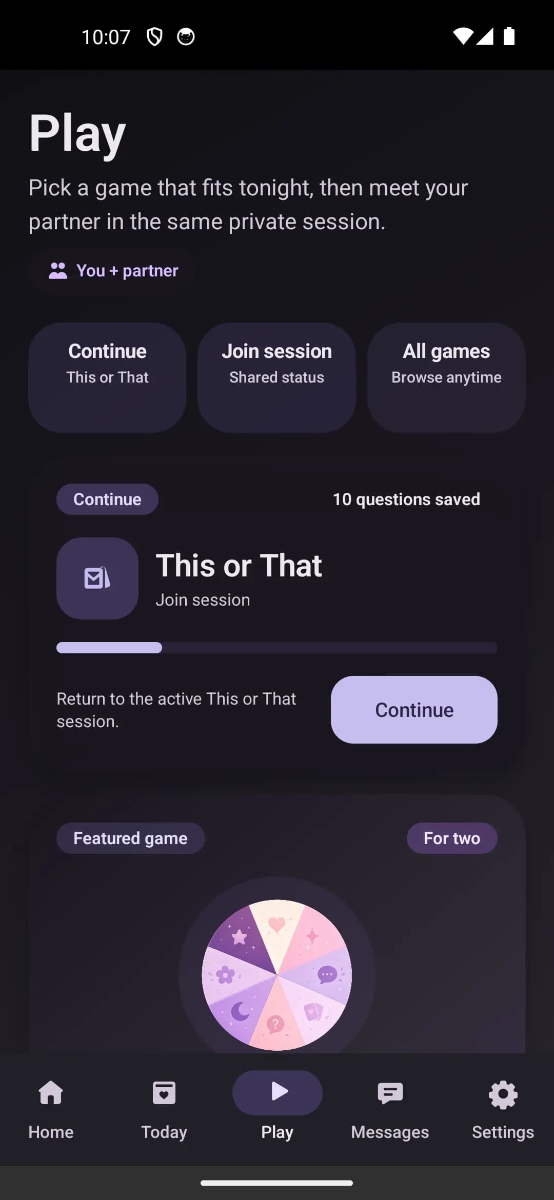 Closer Couples play hub